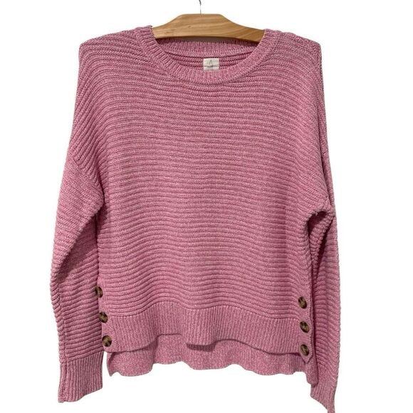 Joie | Sweater Pink Pullover Crewneck Button Detail- Size Large - Picture 1 of 9